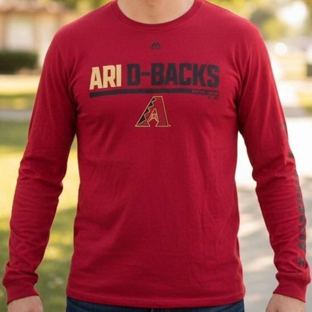 Majestic Arizona Diamondbacks ARI D-BACKS Red Long Sleeve T Shirt Men's‎